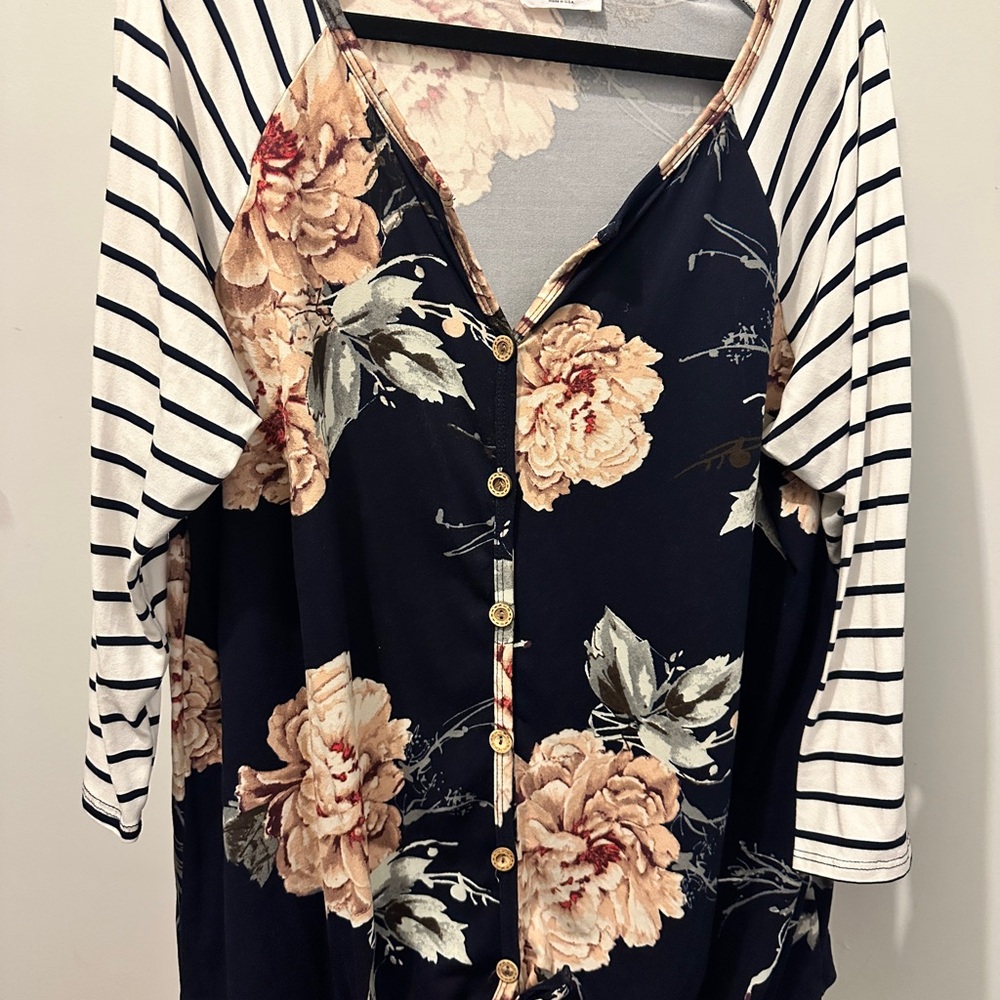 Chic Soul Floral and Striped Women's Top